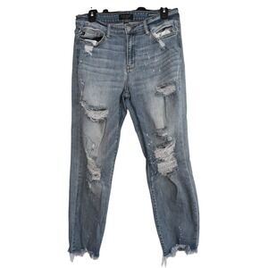 Judy Blue Boyfriend Fit Distressed Paint Splatter Jeans Light Wash Size 11/30